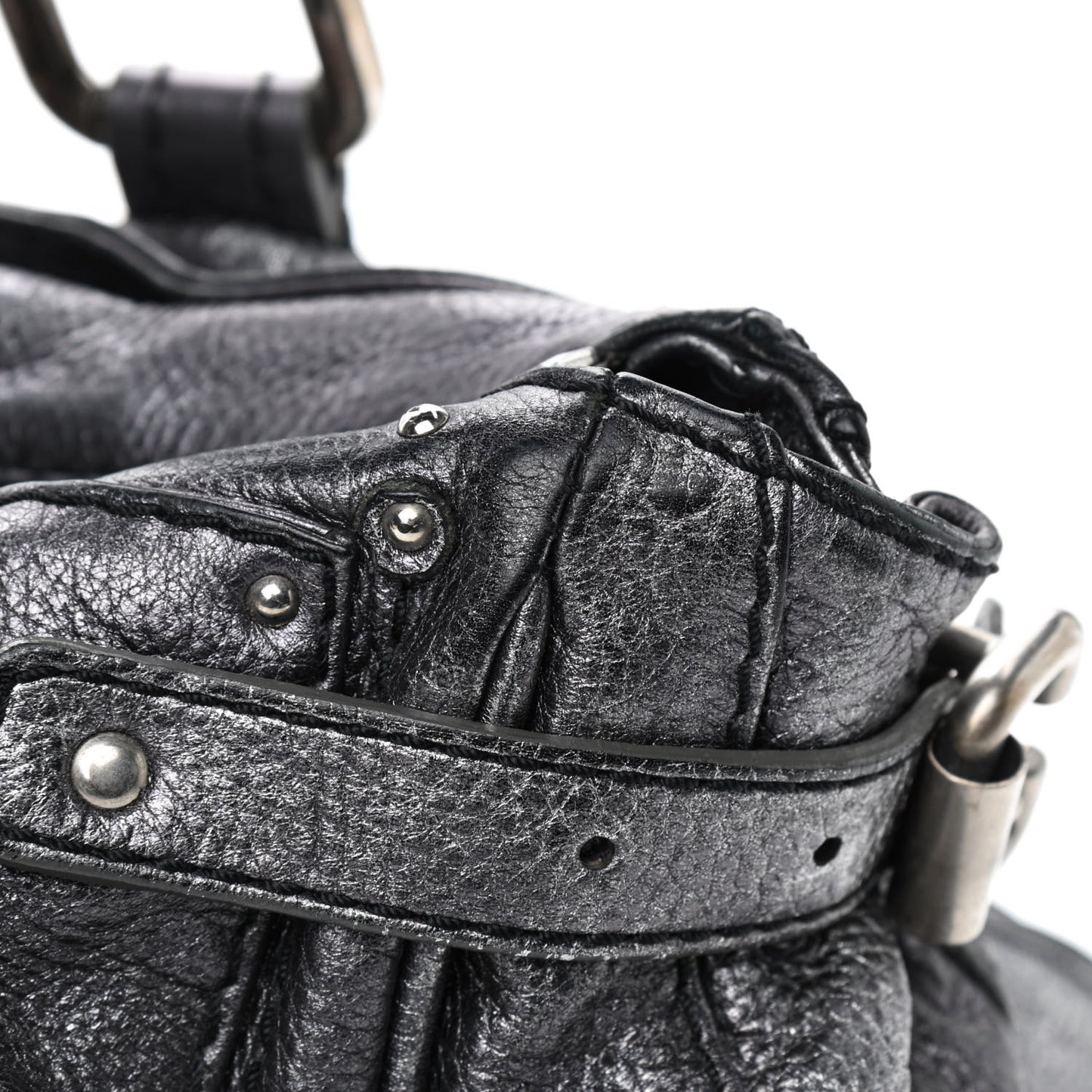 Metallic Calfskin Medium Paddington Satchel Silver