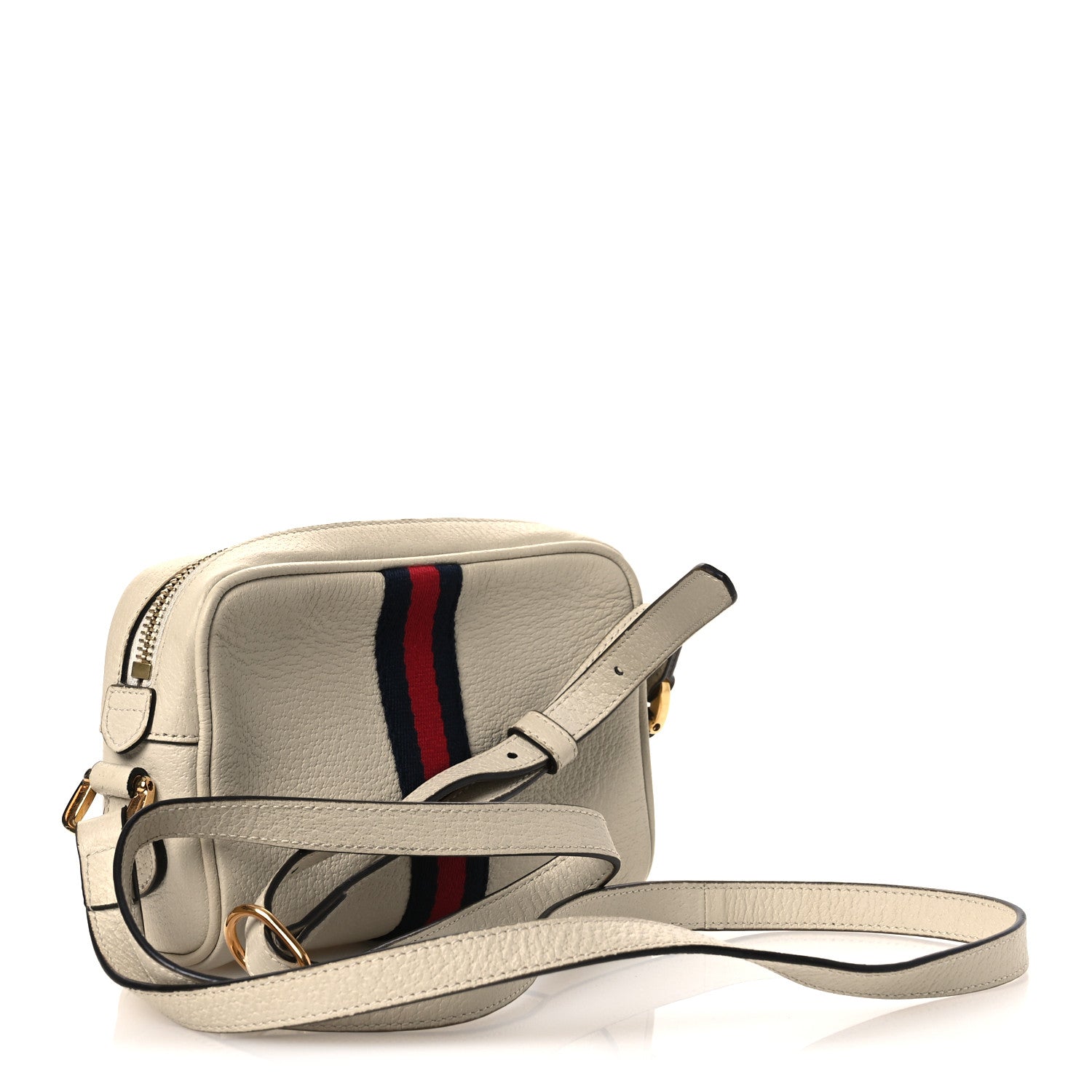 Gucci Textured Dollar Calfskin Web Mini Ophidia Shoulder Bag Mystic White 3 of 14