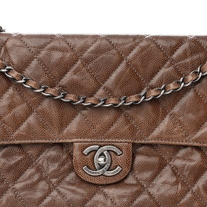 Chanel Crumpled Grained Calfskin Jumbo CC Crave Flap Brown 8 of 12