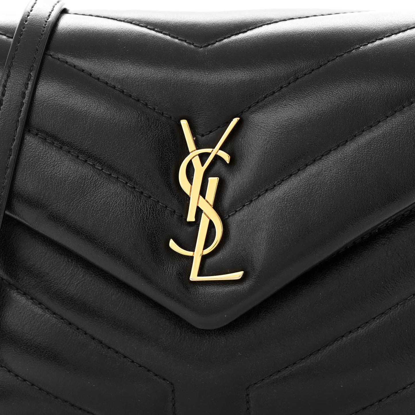 Calfskin Y Quilted Monogram Toy Loulou Crossbody Bag Black