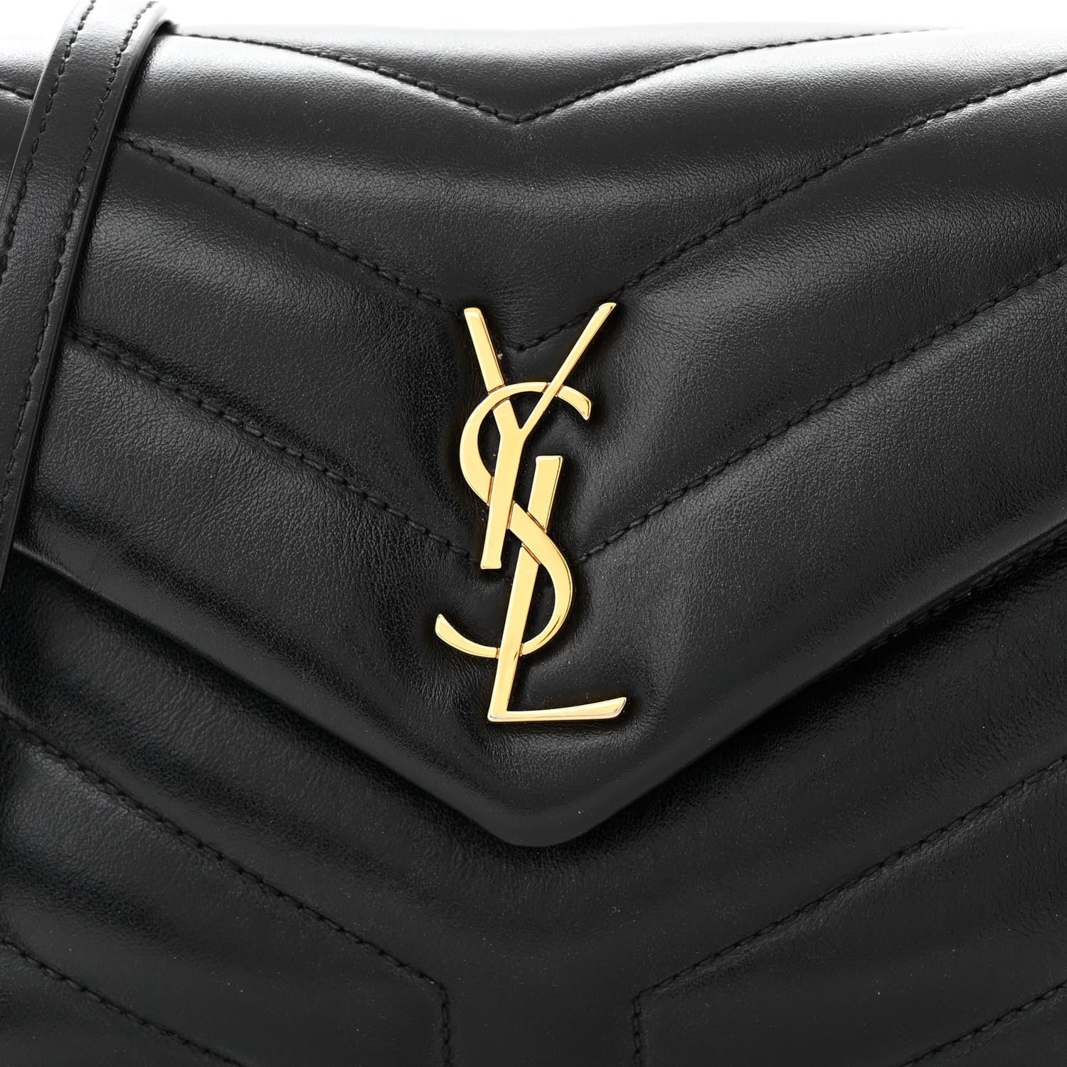 Saint Laurent Calfskin Y Quilted Monogram Toy Loulou Crossbody Bag Black 8 of 12