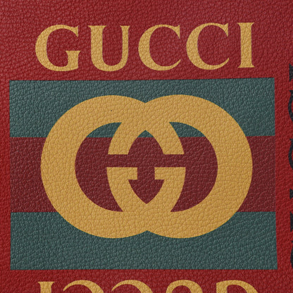 Gucci Pebbled Calfskin Medium Logo Portfolio Clutch Hibiscus Red 6 of 8