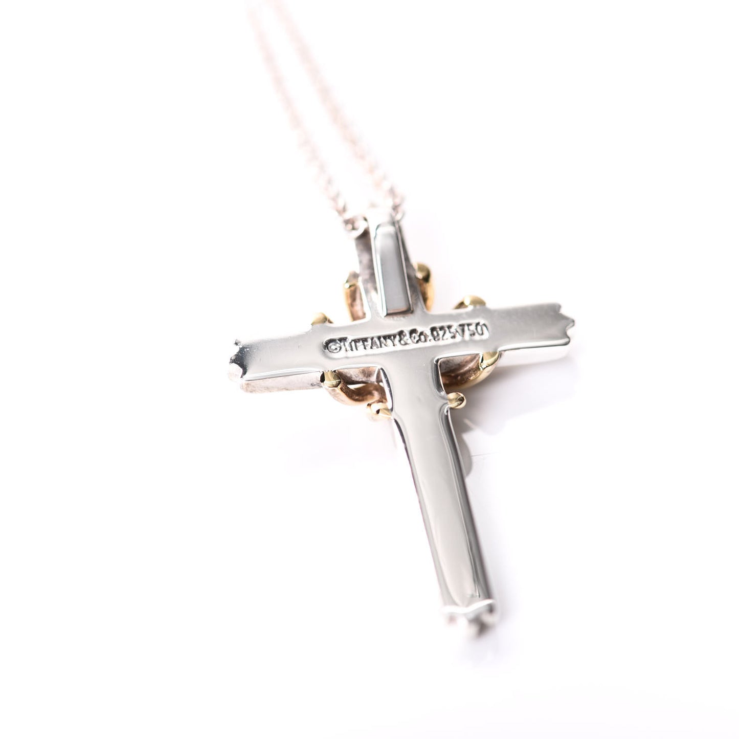 Sterling Silver 18K Yellow Gold Cross Pendant Necklace