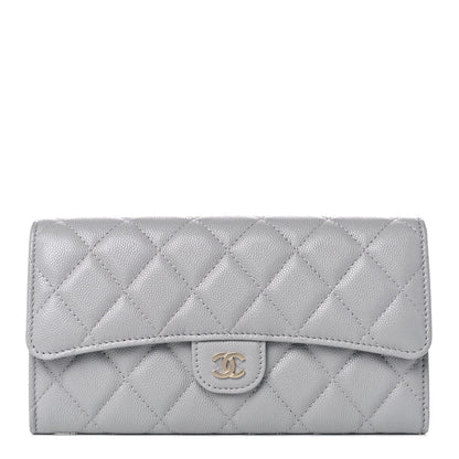 Chanel Caviar Quilted Large Flap Wallet Grey 1 of 9