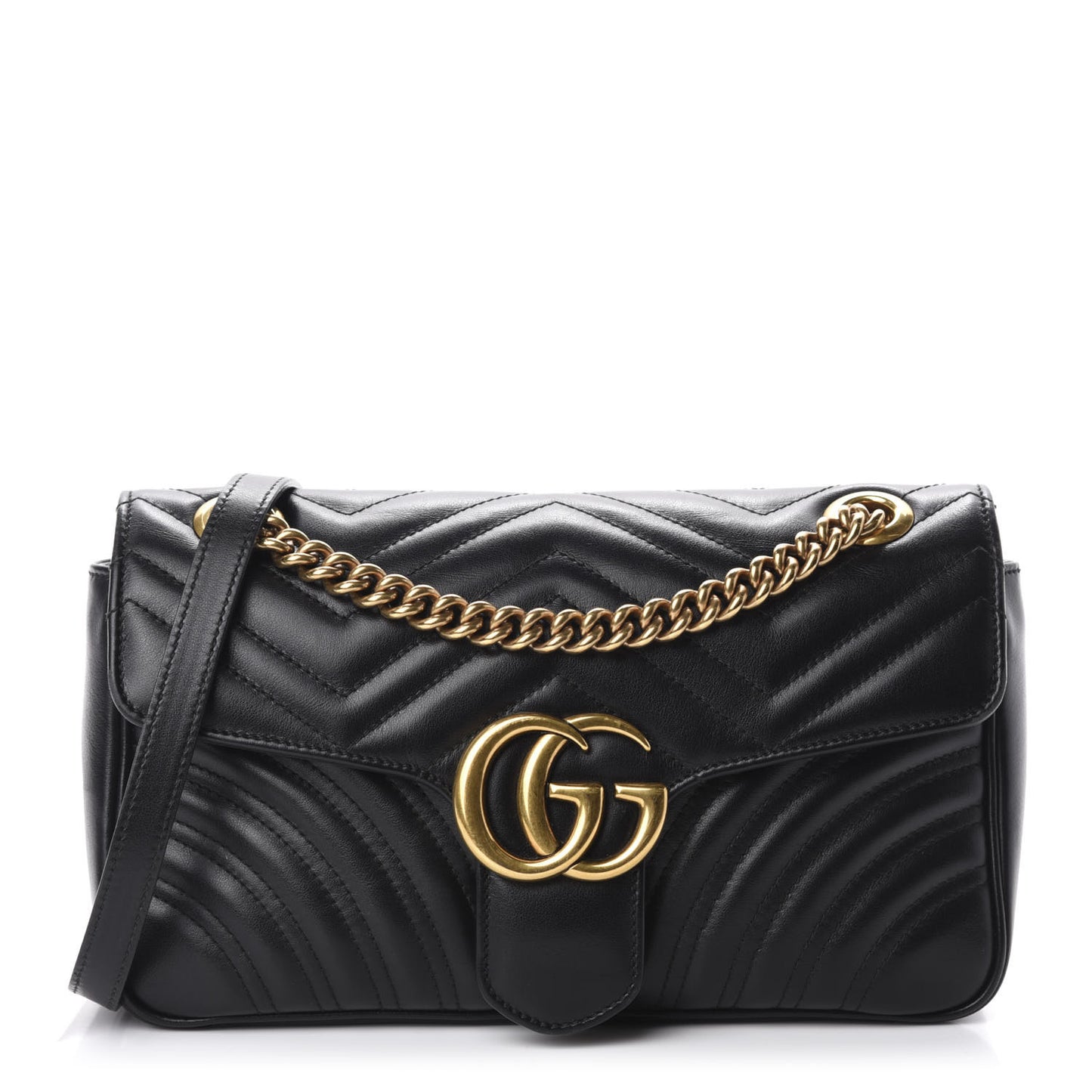 Calfskin Matelasse Small GG Marmont Shoulder Bag Black