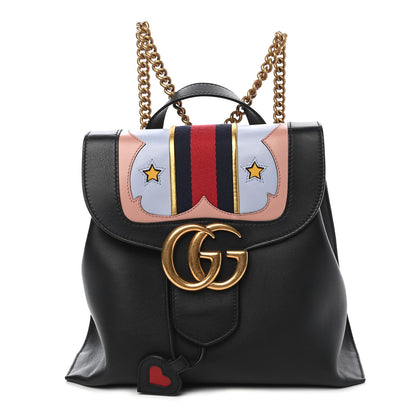 Gucci Calfskin Web GG Marmont Flap Chain Backpack Black 1 of 17