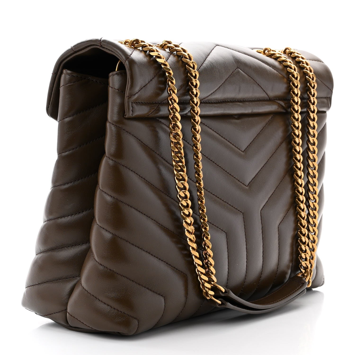 Saint Laurent Calfskin Y Quilted Monogram Medium Loulou Chain Satchel Faggio 3 of 14