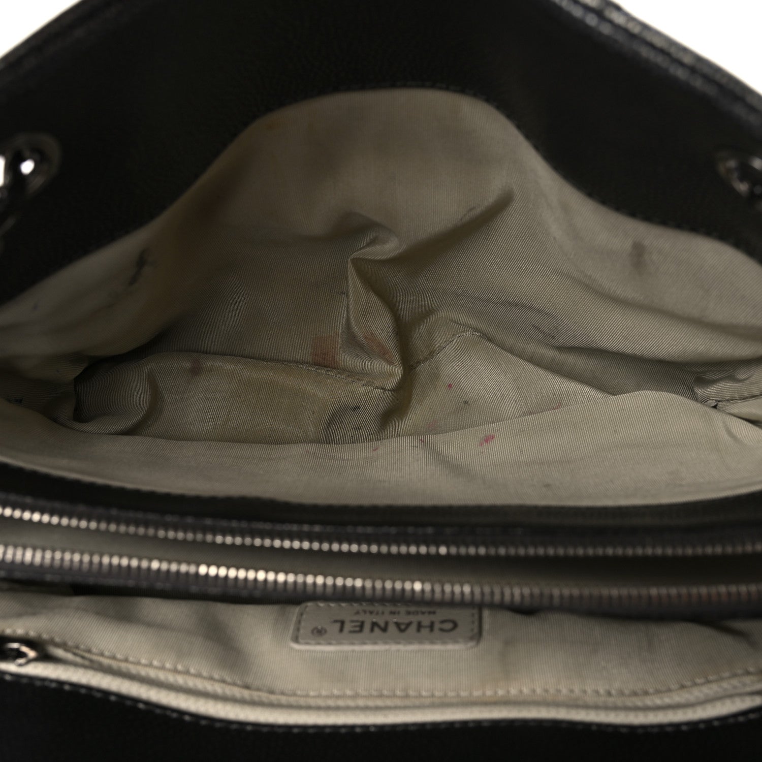Chanel Metallic Caviar Quilted CC Tote Dark Silver 5 of 10