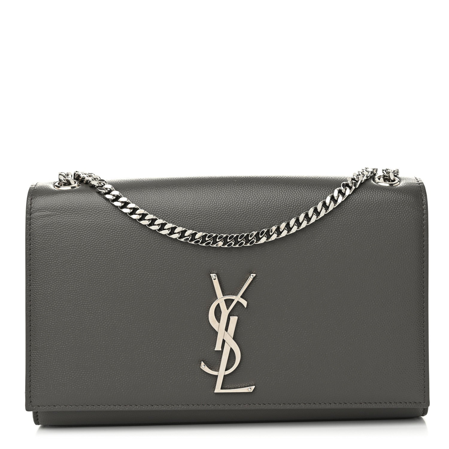 Saint Laurent Grain De Poudre Medium Classic Monogram Kate Satchel Earth Grey 1 of 9