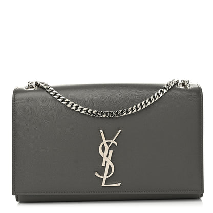 Saint Laurent Grain De Poudre Medium Classic Monogram Kate Satchel Earth Grey 1 of 9
