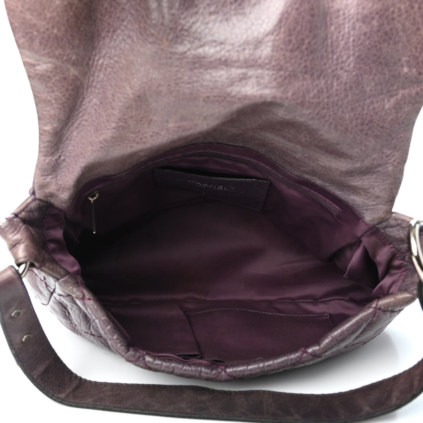 Glazed Calfskin Stitched On The Road Flap Purple