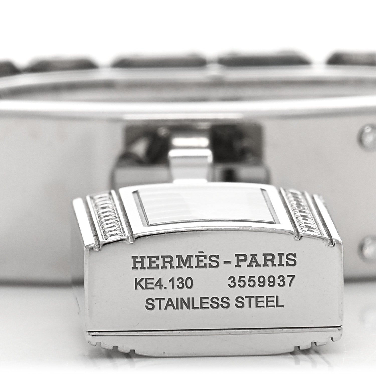 Hermes Stainless Steel Diamond 16mm Kelly Quartz Watch 3 of 4