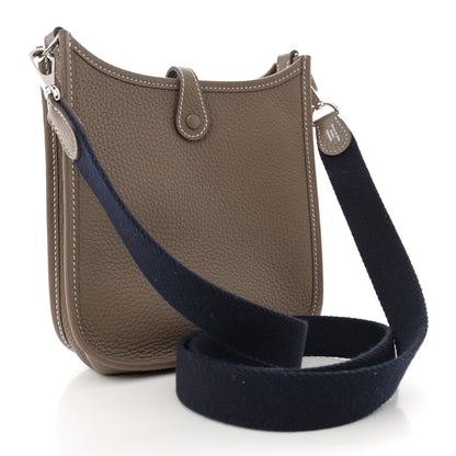 Hermes Taurillon Clemence Amazone Evelyne TPM Etoupe Bleu Indigo 3 of 10
