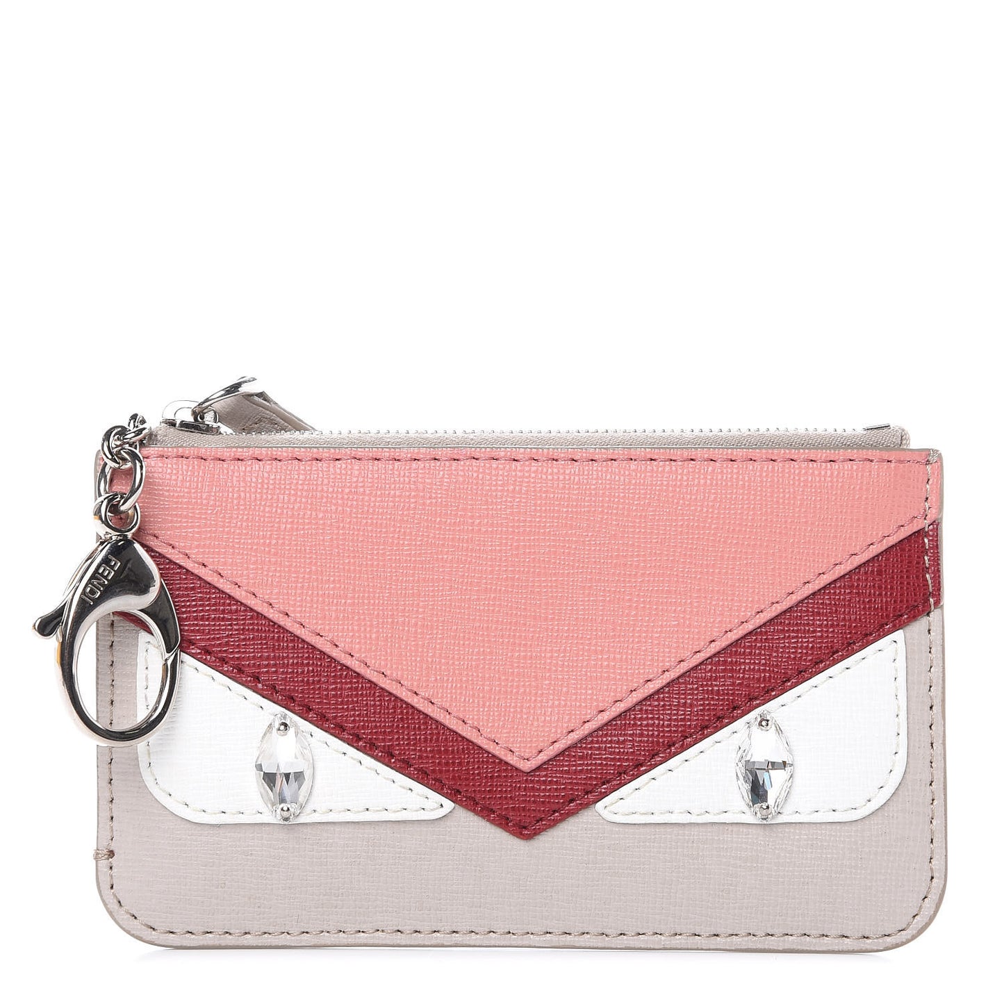 Vitello Elite Crystal Eye Monster Coin Pouch Key Case Grigio Polvere Ribes Multicolor