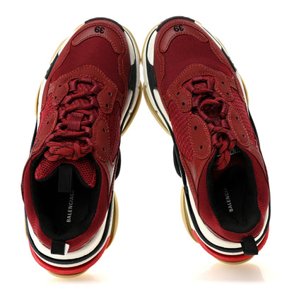 Balenciaga Fabric Mesh Washed Effect Womens Triple S Sneakers 39 Bordeaux Tricolor 5 of 10