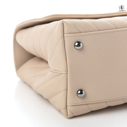 Chanel Caviar Chevron Quilted Small Coco Handle Flap Light Beige 7 of 8