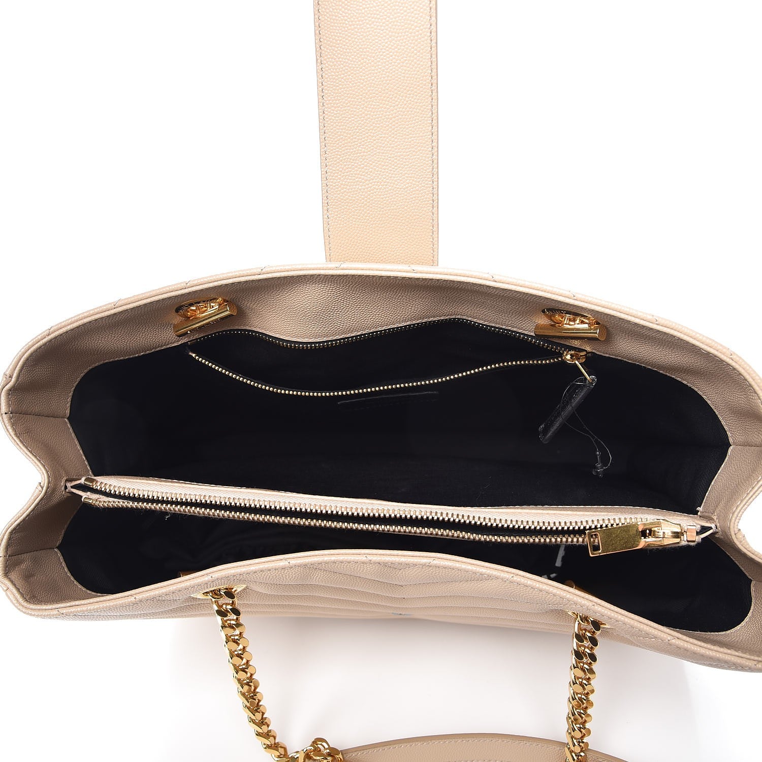 Saint Laurent Grain De Poudre Matelasse Chevron Monogram Shopping Bag Nude Powder 5 of 12