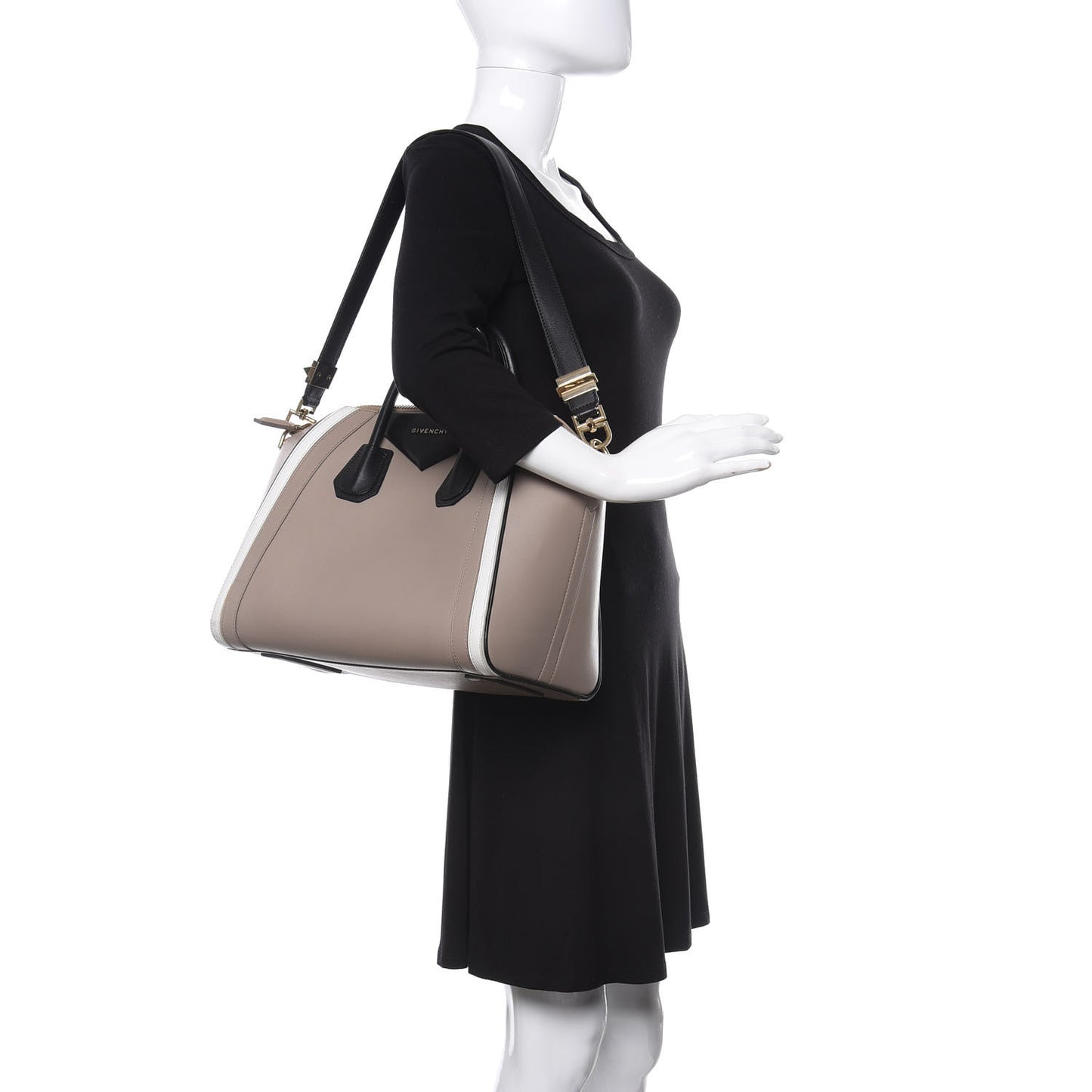 Calfskin Medium Tri-Color Antigona Beige Black White