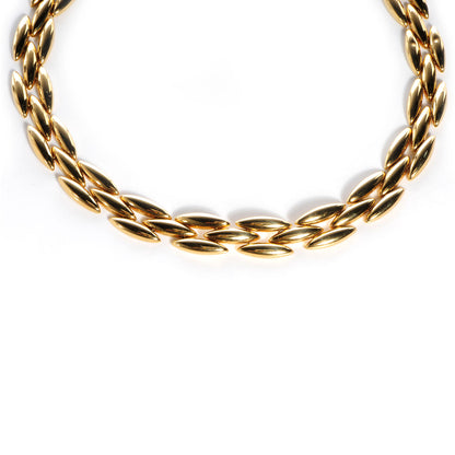 Cartier 18k Yellow Gold 14mm Gentiane 3 Row Rice Link Necklace 1 of 4