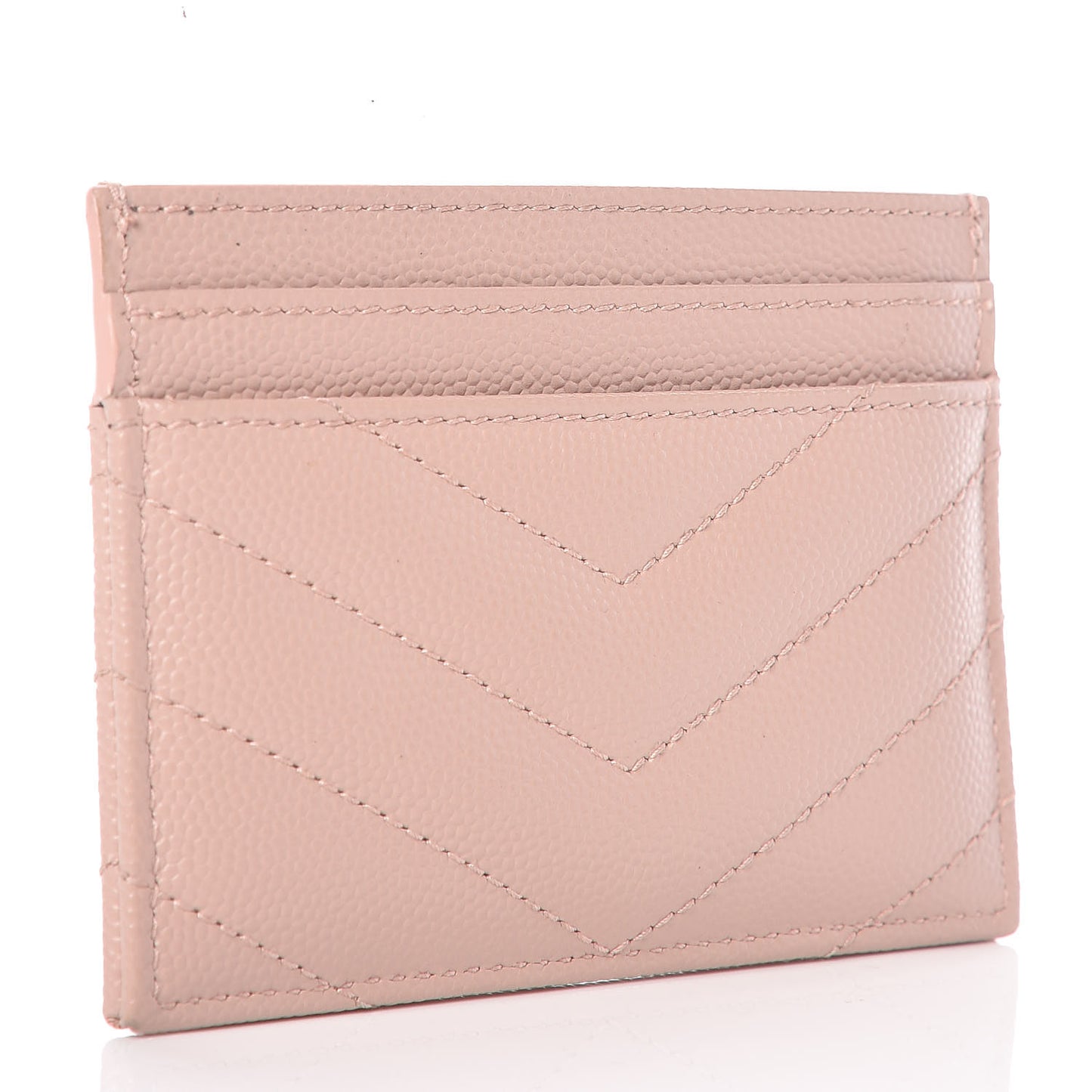 Grain De Poudre Matelasse Chevron Monogram Credit Card Case Pale Pink