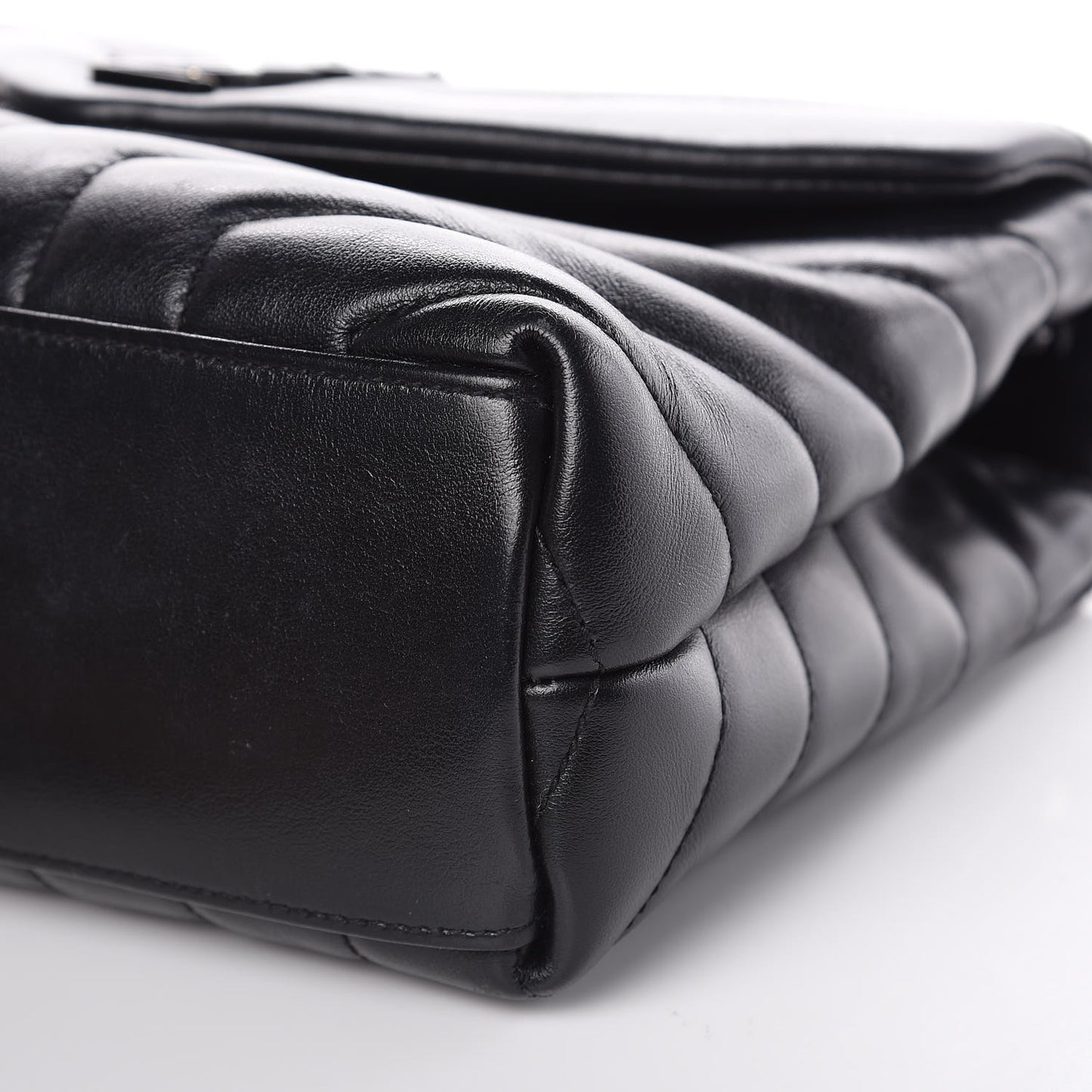 Calfskin Y Quilted Monogram Small Loulou Chain Satchel Black