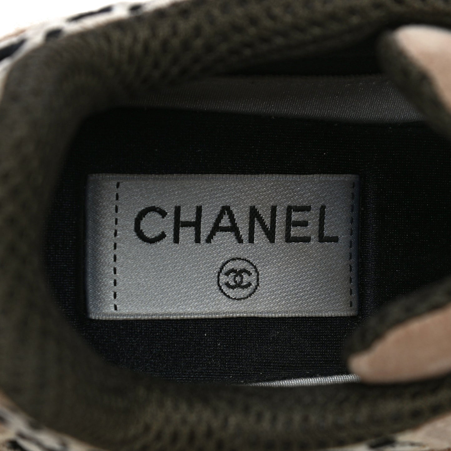 Suede Calfskin Embroidered CC Sneakers 37.5 Beige Black