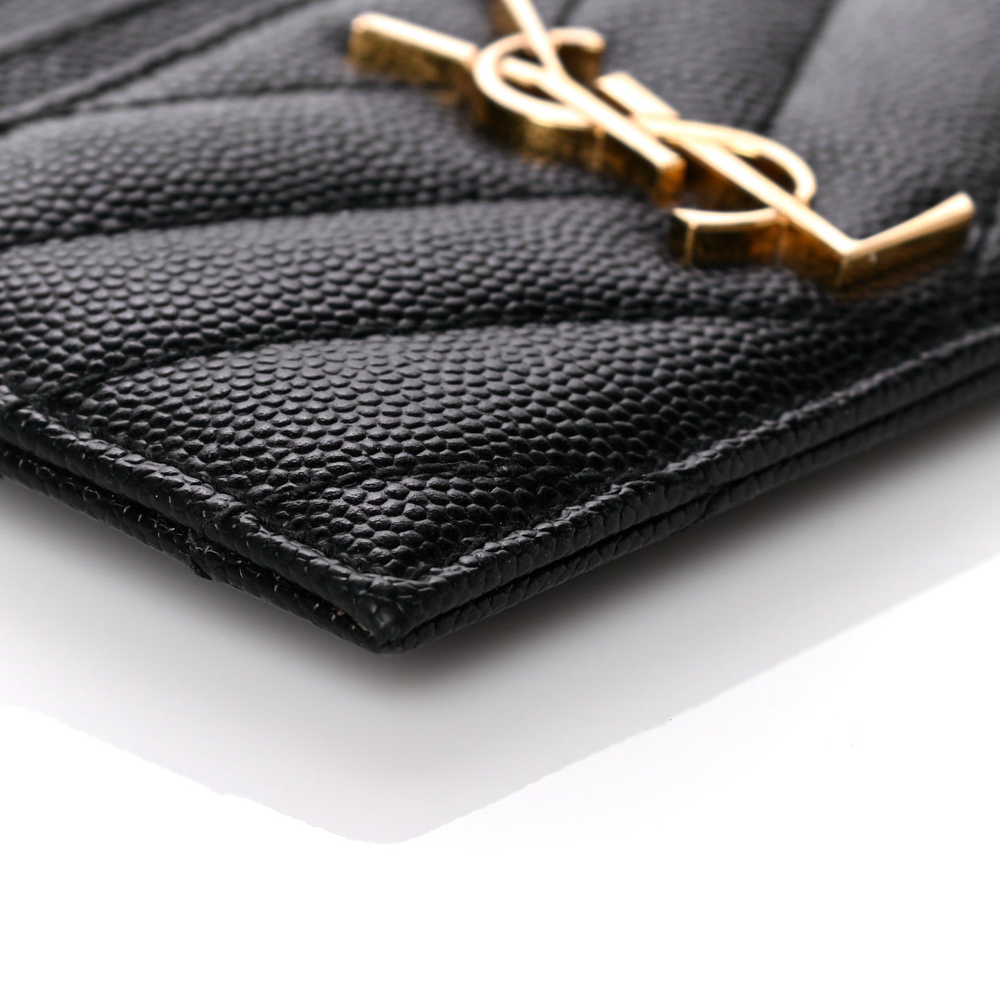 Grain De Poudre Matelasse Chevron Monogram Credit Card Case Black