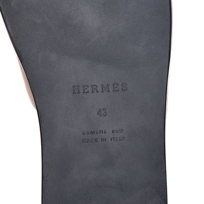 Hermes Calfskin Mens Izmir Sandals 43 Gold Black 6 of 8