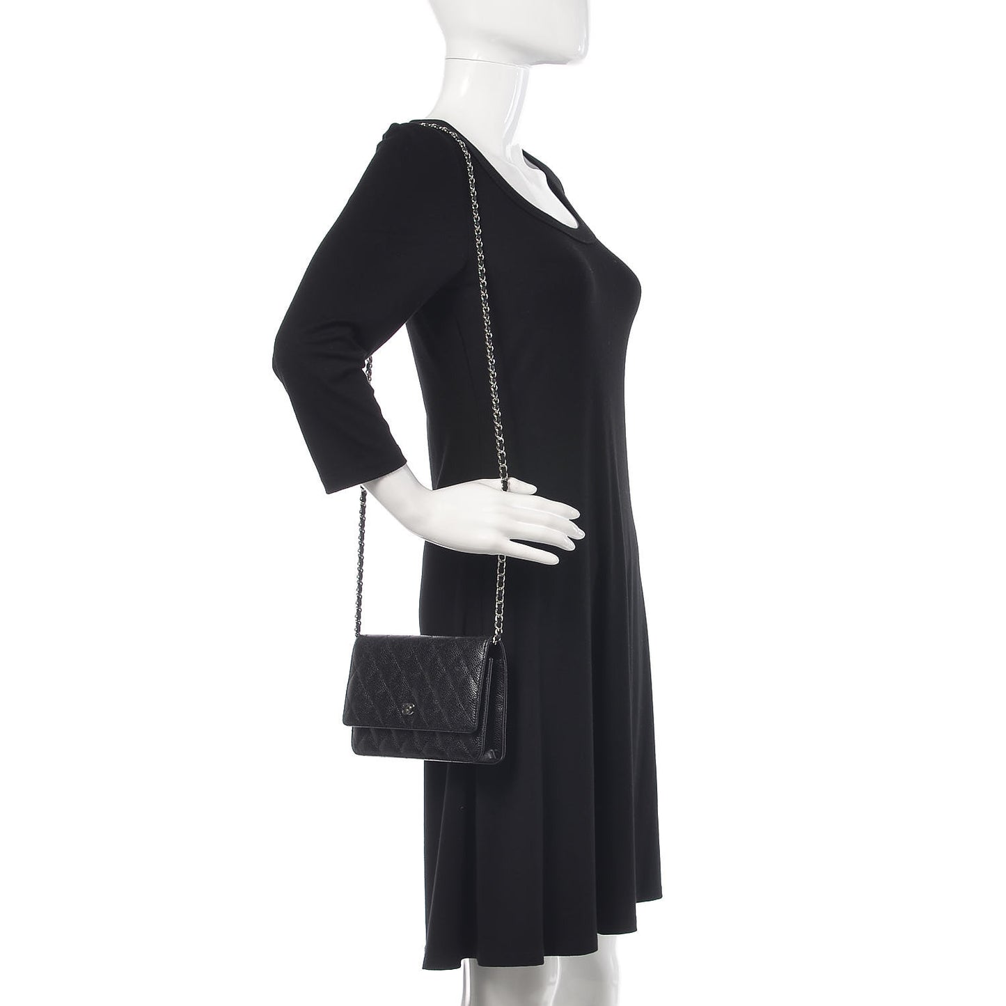 Caviar Quilted Wallet On Chain WOC Black