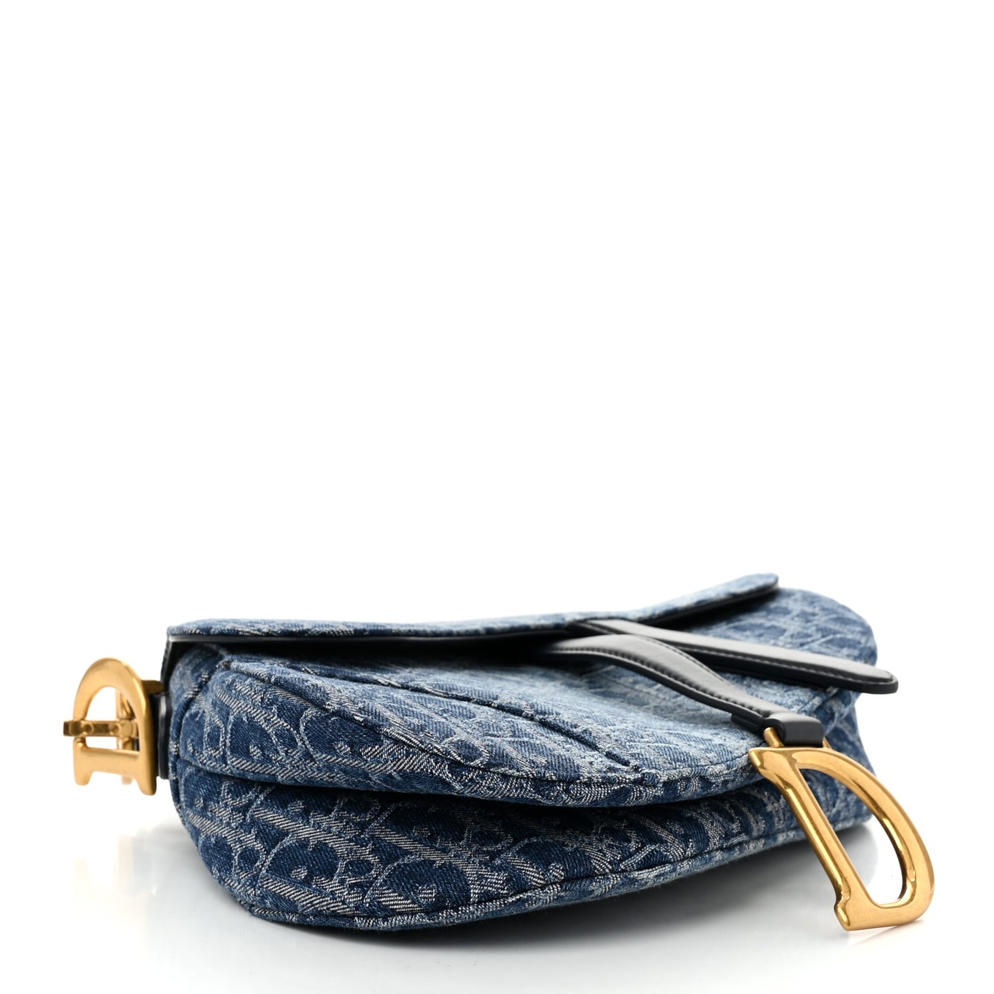 Denim Oblique Jacquard Saddle Bag Blue