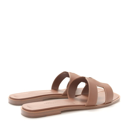 Hermes Box Calfskin Oran Sandals 40.5 Gold 4 of 8