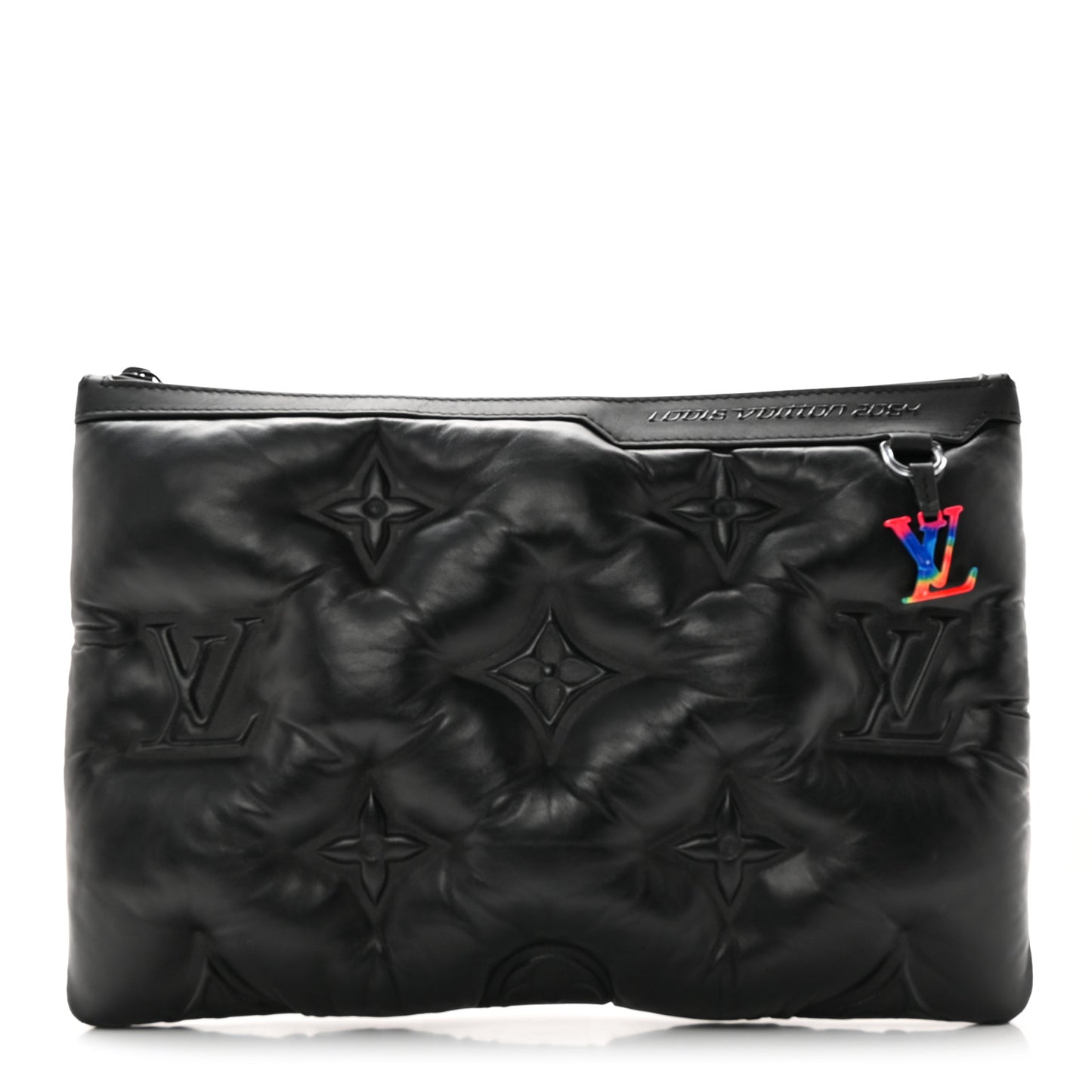 Lambskin Puffer A4 Pouch Black