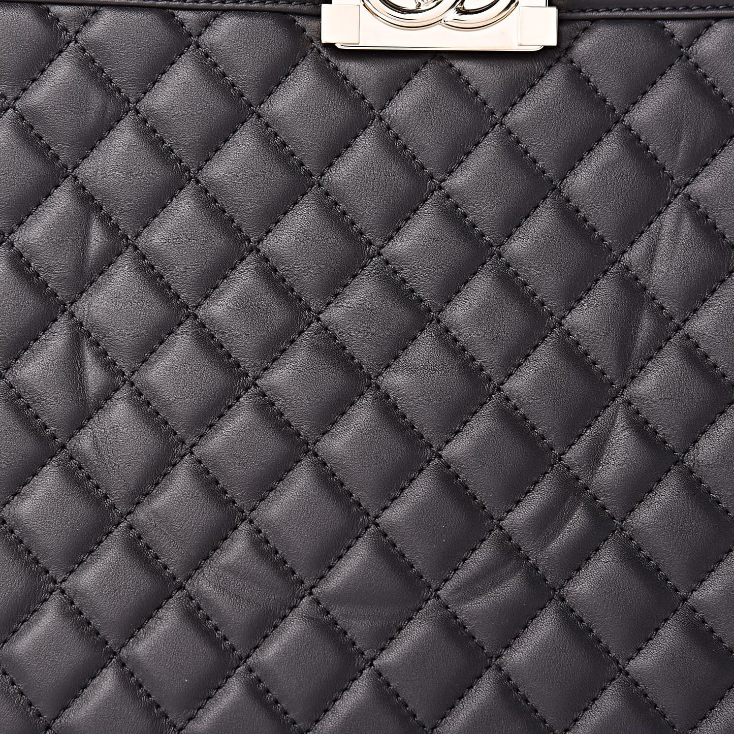 Calfskin Quilted Boy Shopping Tote Black