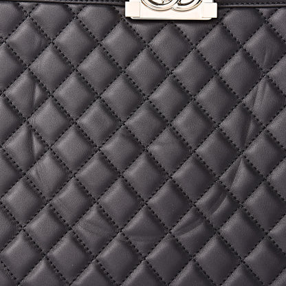 Chanel Calfskin Quilted Boy Shopping Tote Black 9 of 12