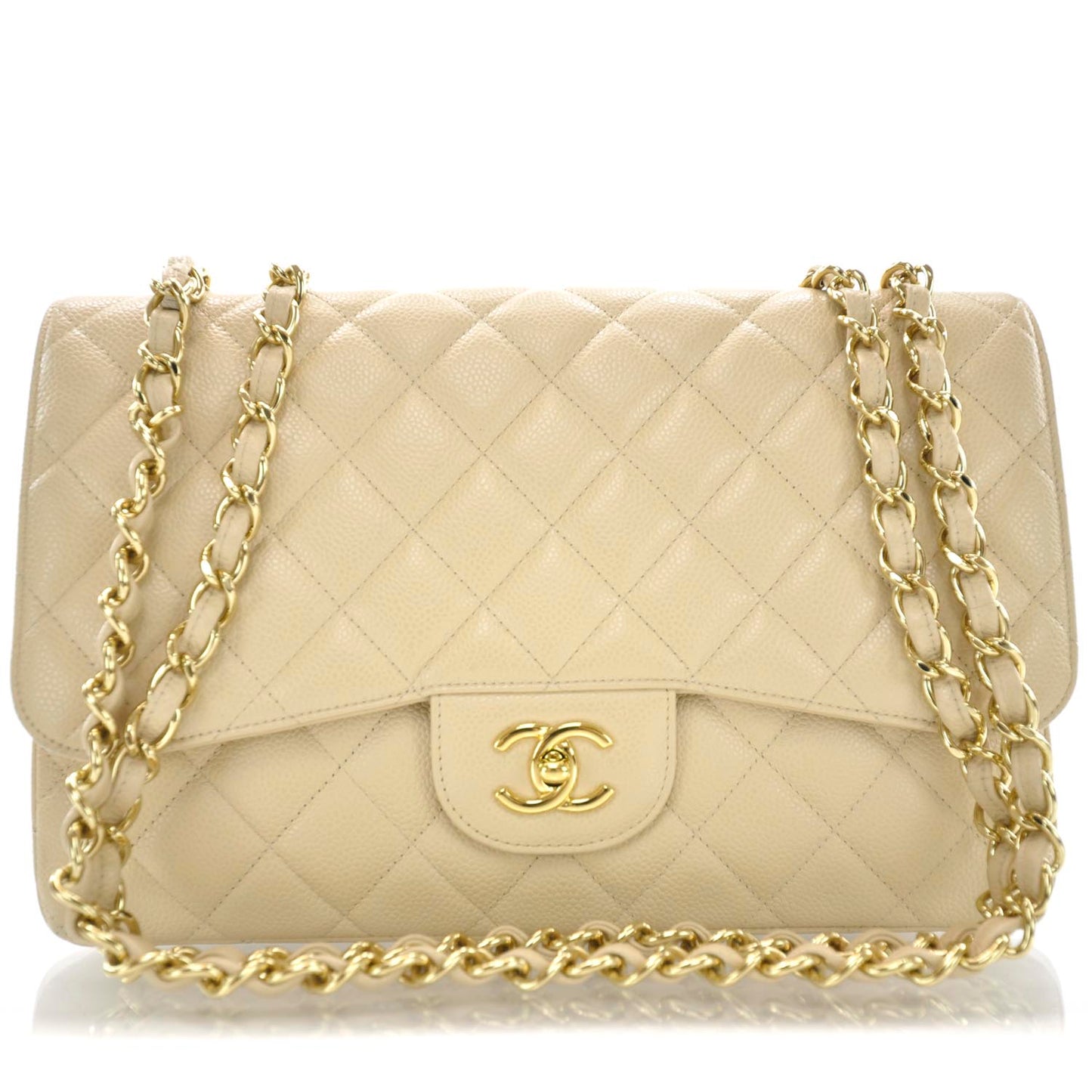 Caviar Jumbo Single Flap Beige