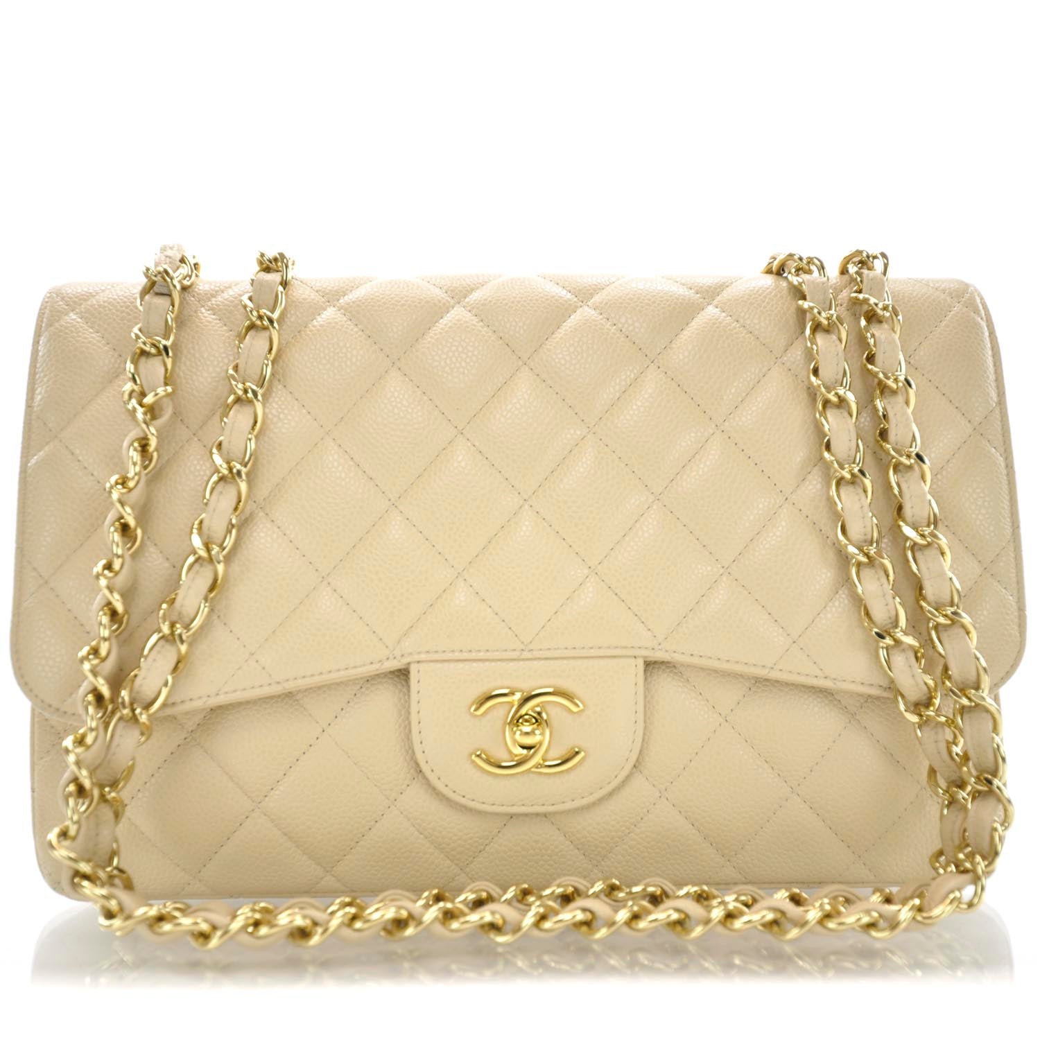 Chanel Caviar Jumbo Single Flap Beige 1 of 12