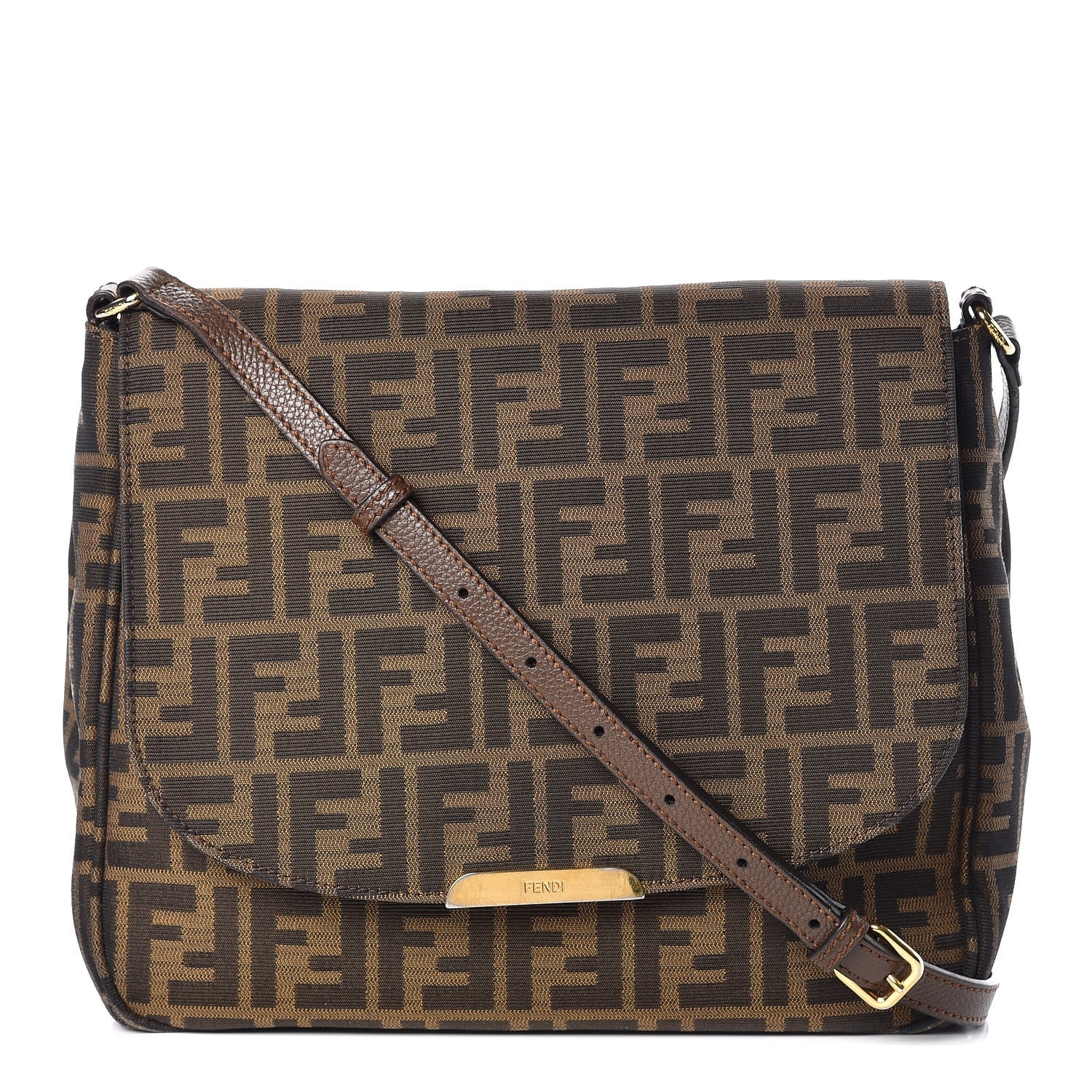 Fendi Zucca Vitello Artic Messenger Bag Tobacco Castagna 1 of 14