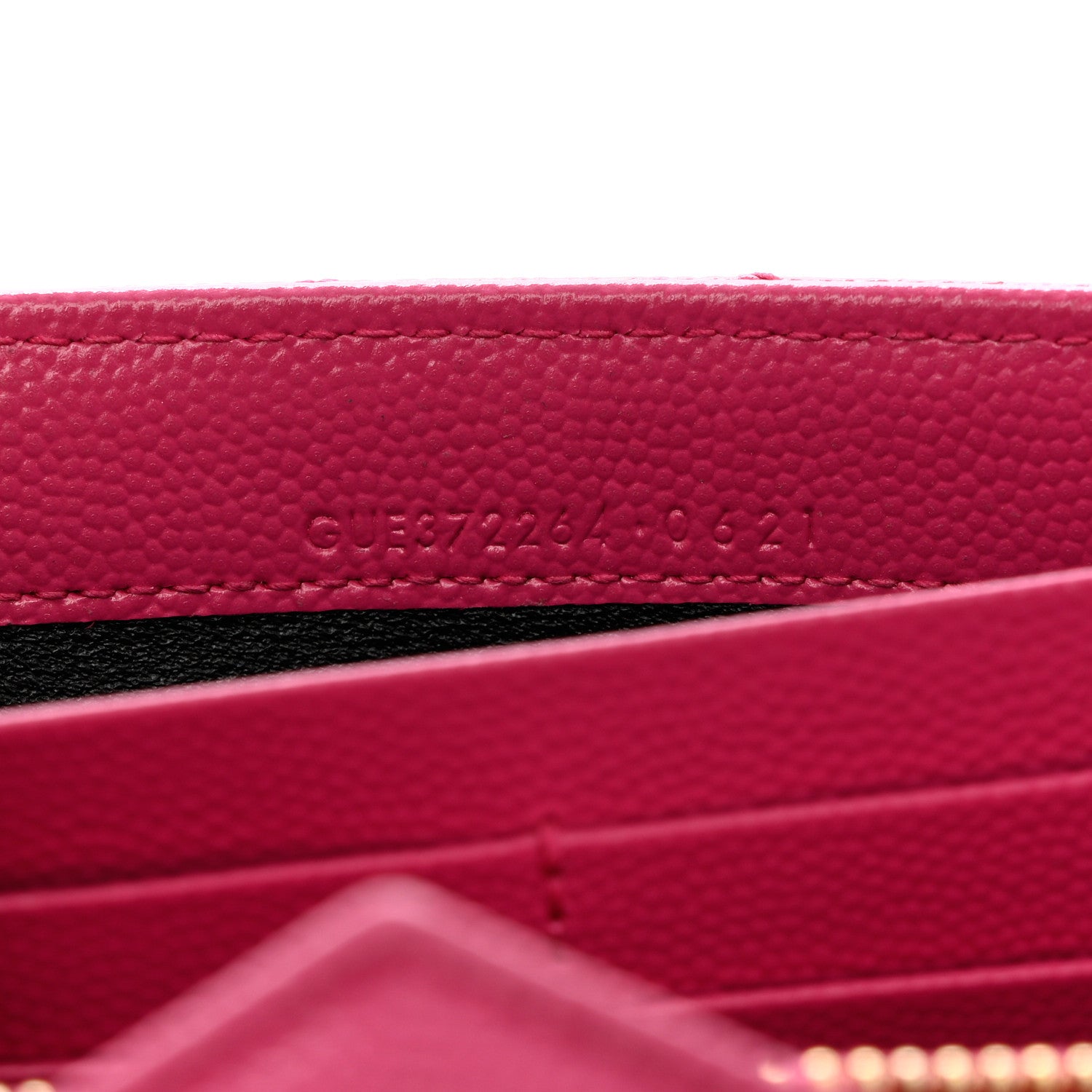 Saint Laurent Grain De Poudre Matelasse Chevron Monogram Flap Wallet Fuxia 7 of 8