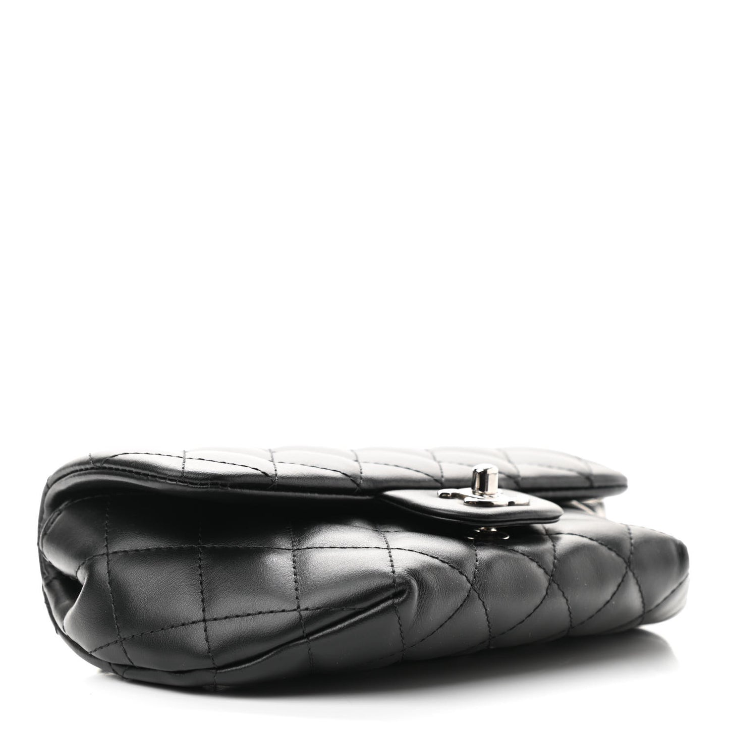 Calfskin Quilted CC Uniform Flap Belt Bag Black