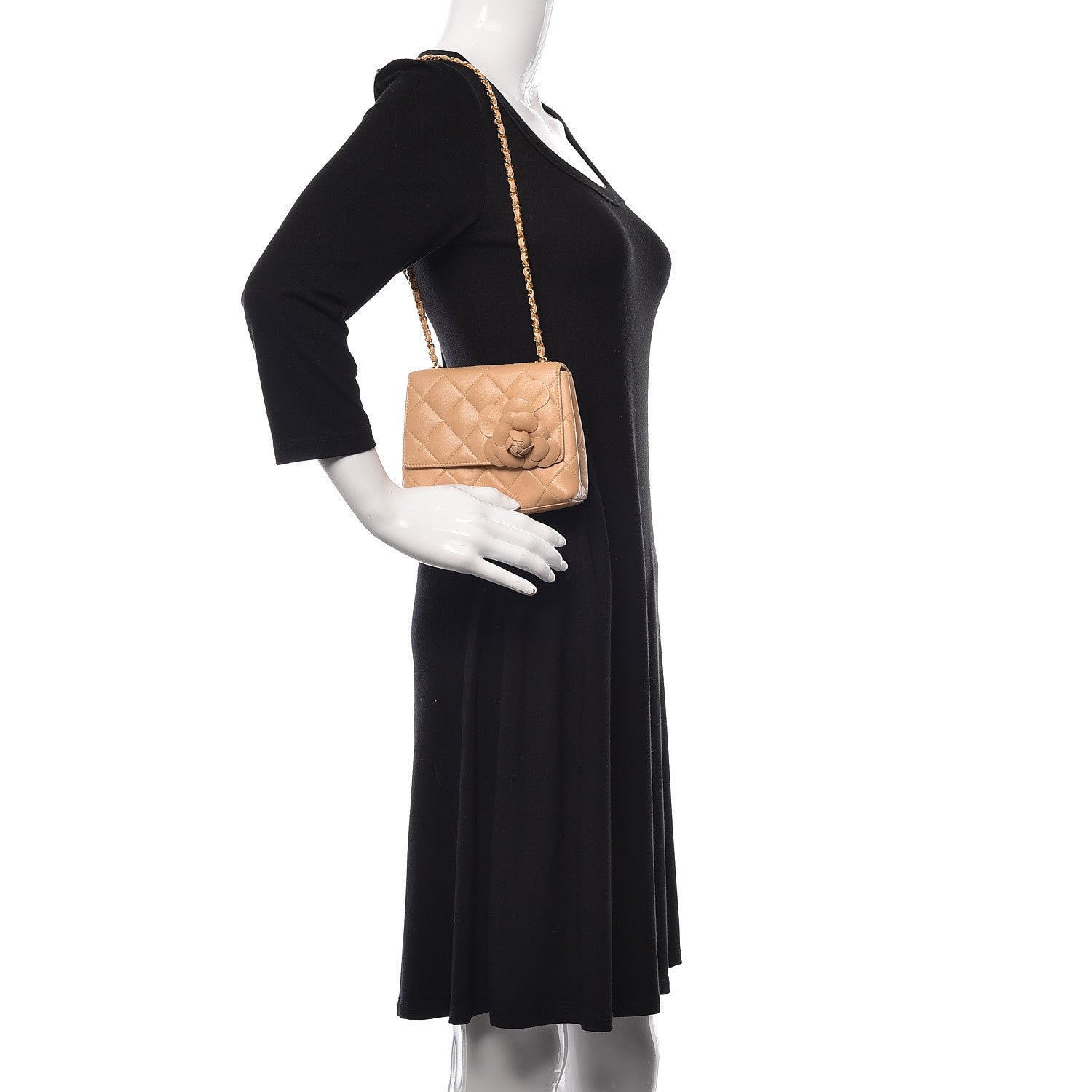 Chanel Lambskin Quilted Mini Camellia Flap Beige 2 of 12