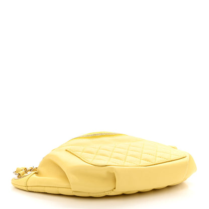 Chanel Crumpled Glazed Lambskin Quilted Waist Bag Fanny Pack Yellow 4 of 12