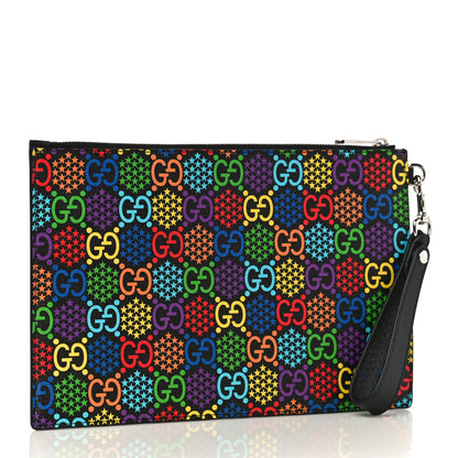 Gucci GG Supreme Monogram Psychedelic Zip Wristlet Pouch Black Multicolor 3 of 11