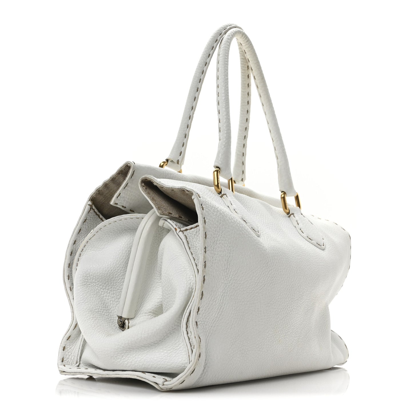 Calfskin Romano Selleria Firenze Frame Bag White