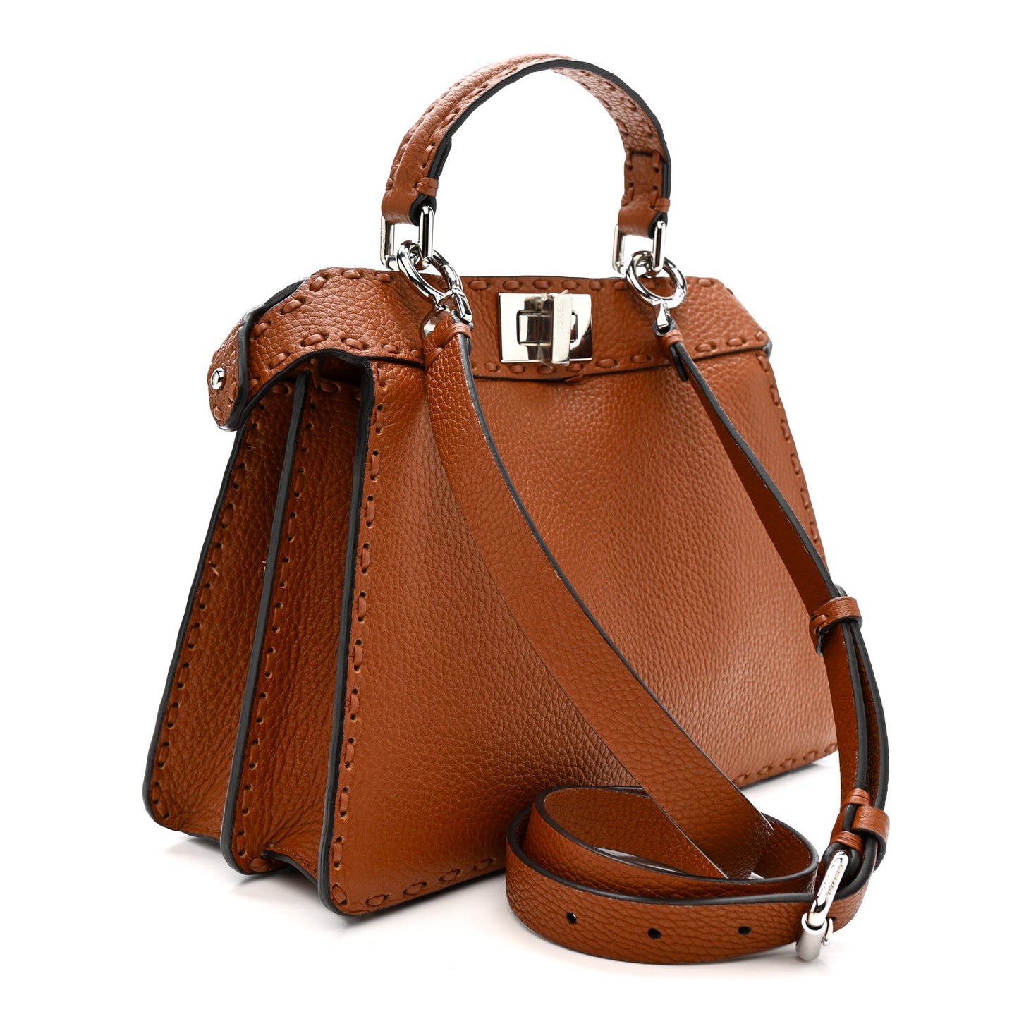 Cuoio Roma Sellerissima Nappa Sintetica Tape Stitch Small Peekaboo I SEE U Satchel Brandy
