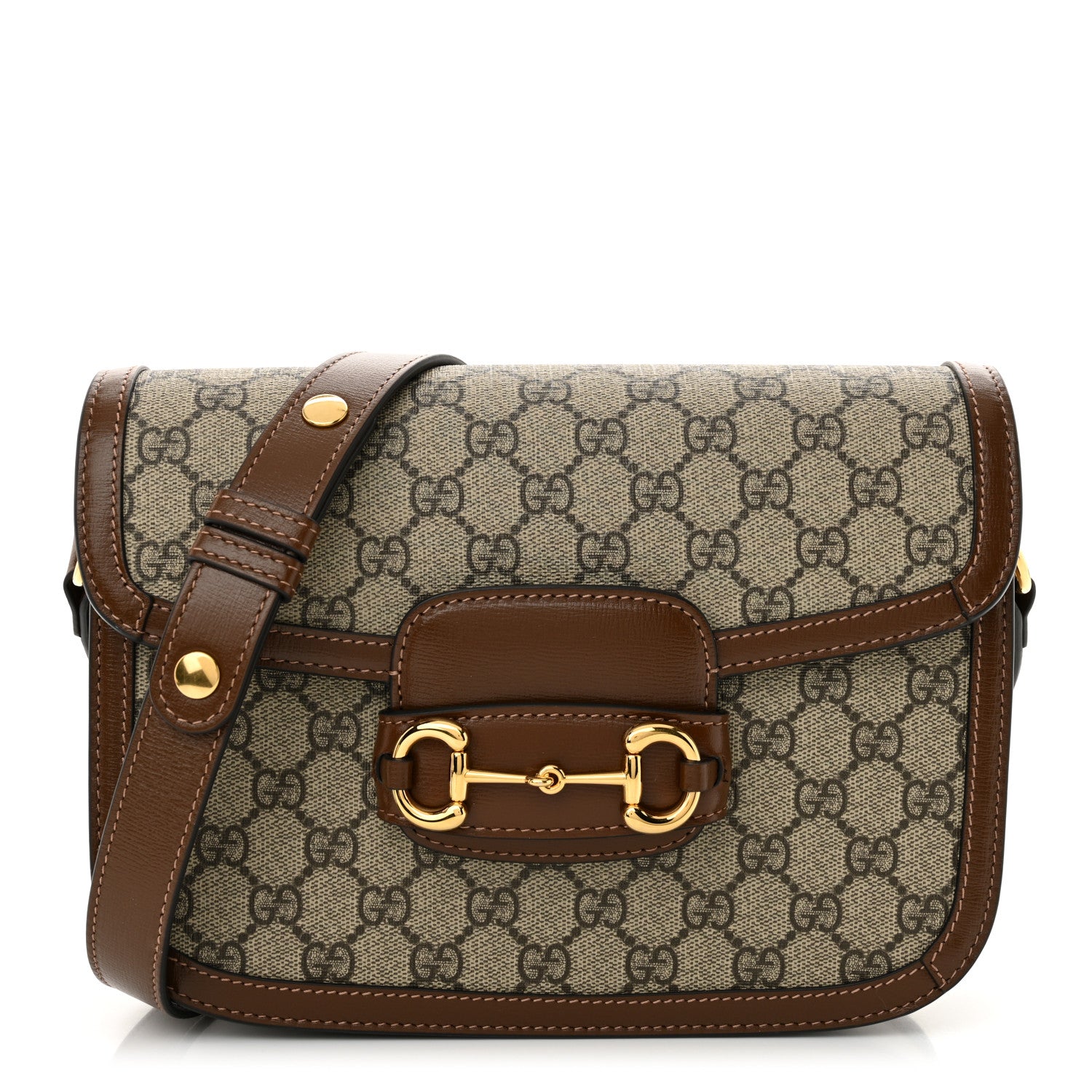 Gucci GG Supreme Monogram Horsebit 1955 Shoulder Bag Beige Brown Sugar 1 of 10