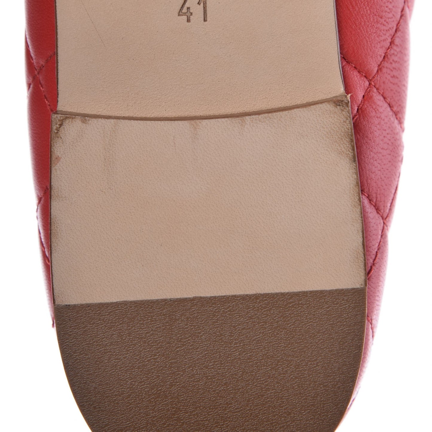 Lambskin Quilted CC Cap Toe Ballerina Flats 41 Light Red