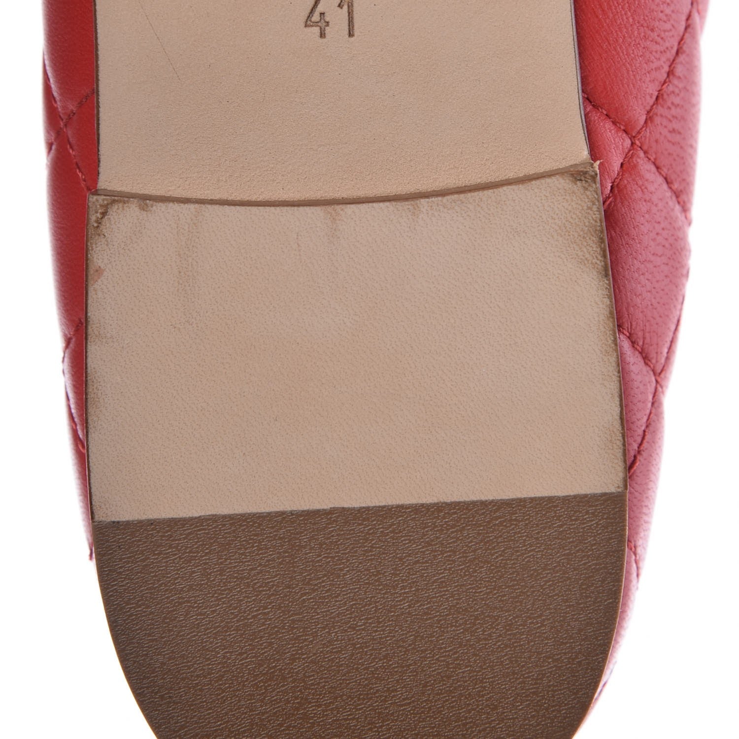 Chanel Lambskin Quilted CC Cap Toe Ballerina Flats 41 Light Red 7 of 11