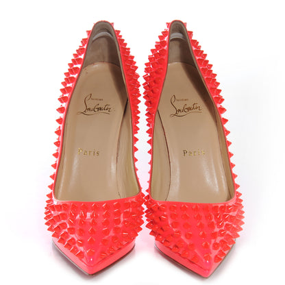 Christian Louboutin Patent Pigalle Plato Spikes 120 Pumps 38.5 Fluo Rose Paris 2 of 8