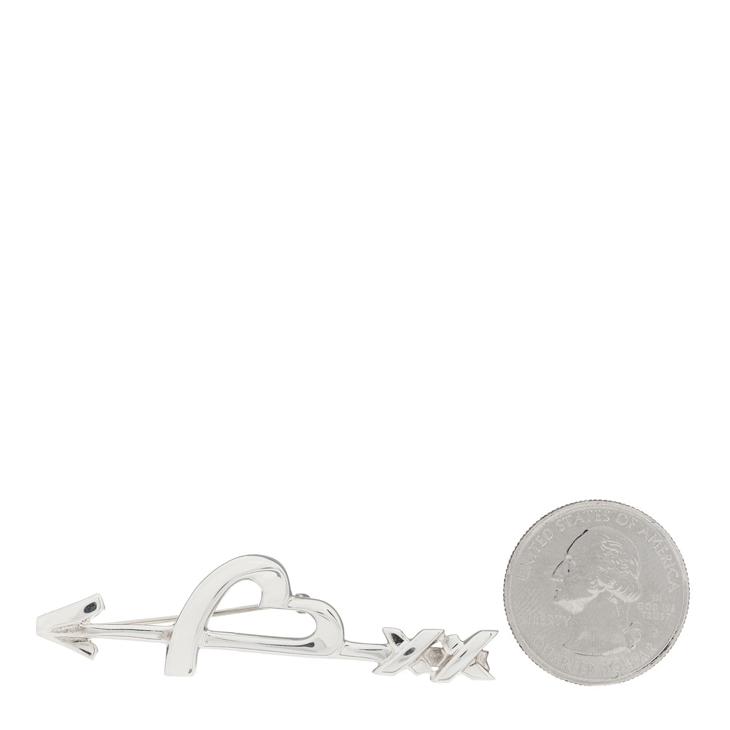 Tiffany Sterling Silver Paloma's Heart and Arrow Brooch Pin 3 of 4