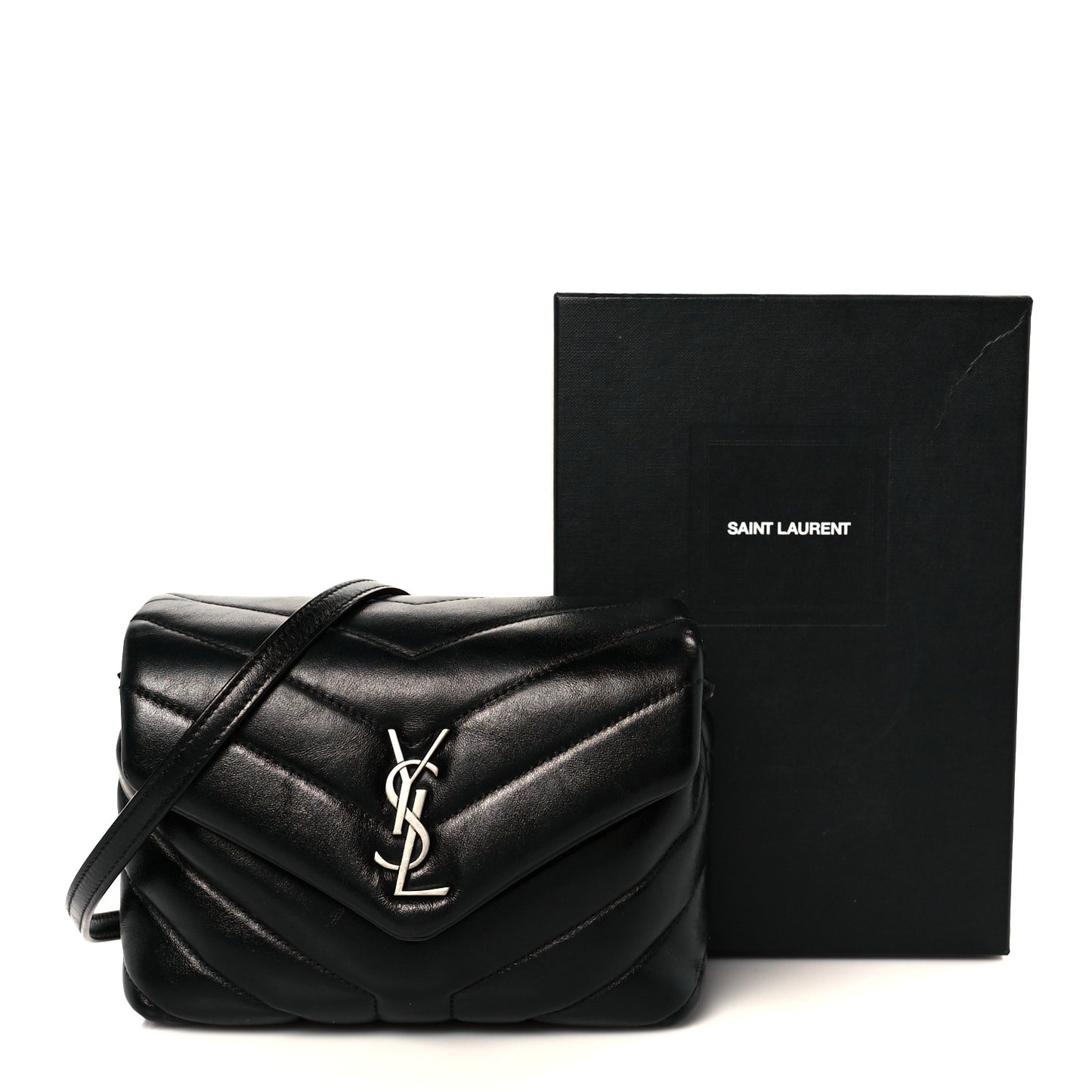Calfskin Y Quilted Monogram Toy Loulou Crossbody Bag Black